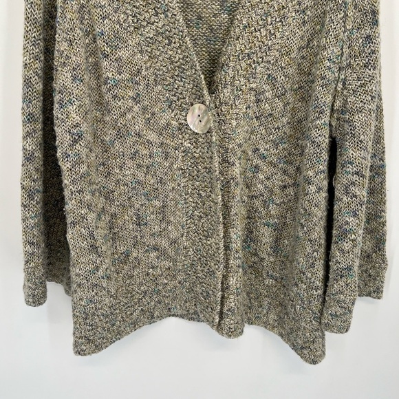 Margaret O’Leary Linen Blend Flecked Multi Knit Seashell Single Button Cardigan - Picture 4 of 8